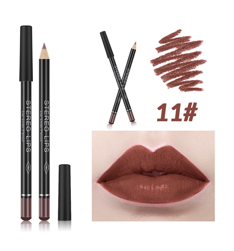 VIBELY European and American export matte non-stick cup lip liner lipstick 12-color line lip liner makeup cross-border wholesale undefined