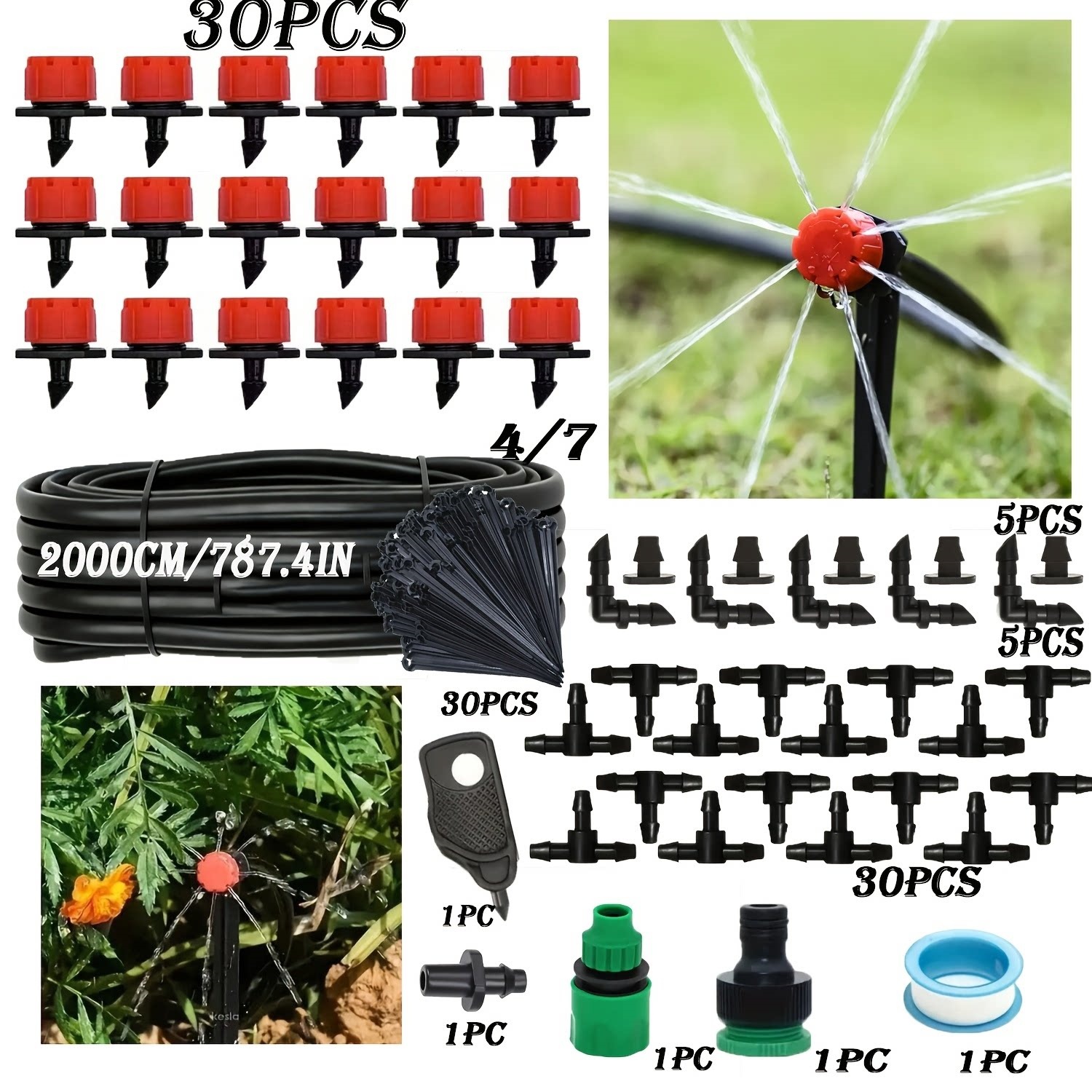 Kit de riego por goteo transfronterizo DIY automático de riego de flores jardinería goteo cabezal de riego por goteo ajustable dispositivo del sistema de micro-rociador image 16