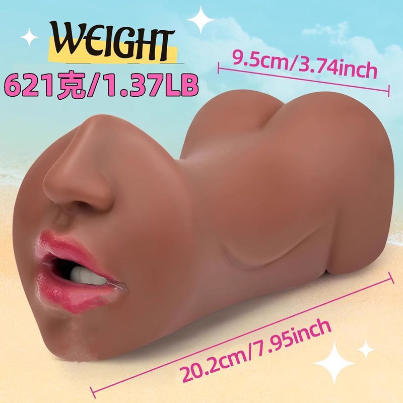 Three-Channel TPE Masturbator with Dual-Entry Design, Skin-Tone Manual Stroker — detail image 1