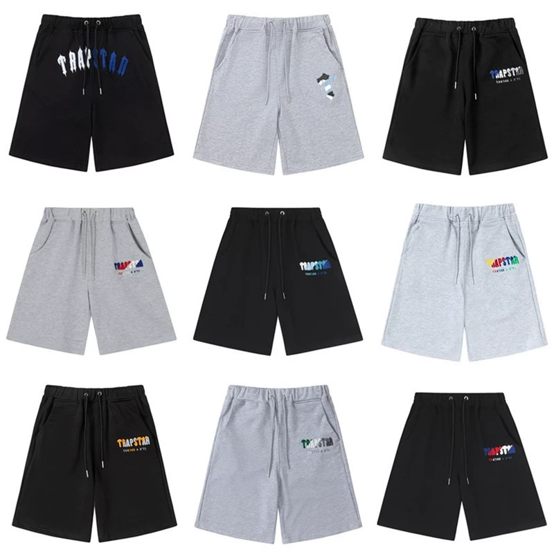 Американские буквы Trapstar, бело-синие полотенца с вышивкой, свободные повседневные шорты для мужчин и женщин, спортивные брюки с пятью точками, модный бренд
