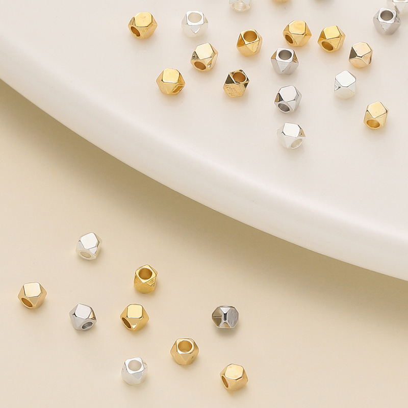 Chamfered Beads 18k Pure Copper Electroplated Color-preserving Real Gold Handmade DIY Jewelry Accessories Diamond Beaded Accessories Facet Beads