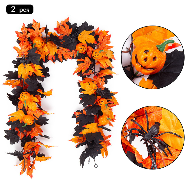 Artificial Maple Leaf Rattan Autumn Scenic Decoration Amazon Halloween Fake Leaves Simulation Maple Leaf Rattan
