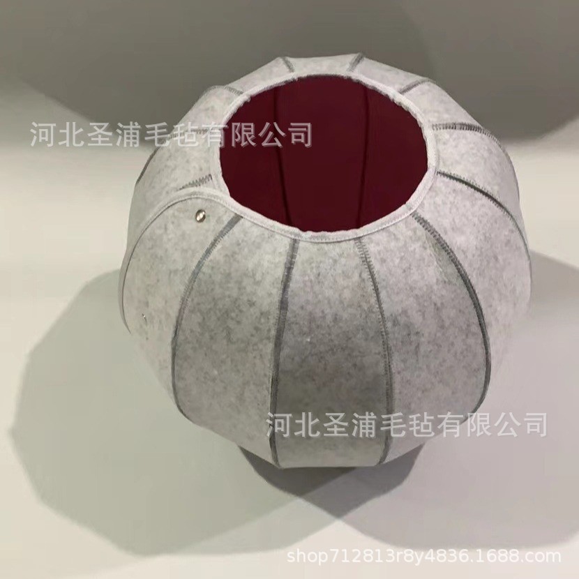 新款圆球形毛毡猫窝四季可用可变性状大容量宠物洞穴便携式猫隧道