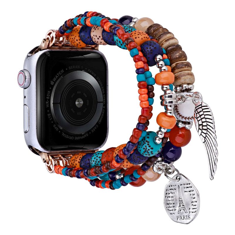 Apple Watch ストラップの全シリーズに適しており、ボヘミアンスタイルのウォッチストラップ、エスニックスタイルの手作り多層ビーズブレスレットが利用可能です。|undefined