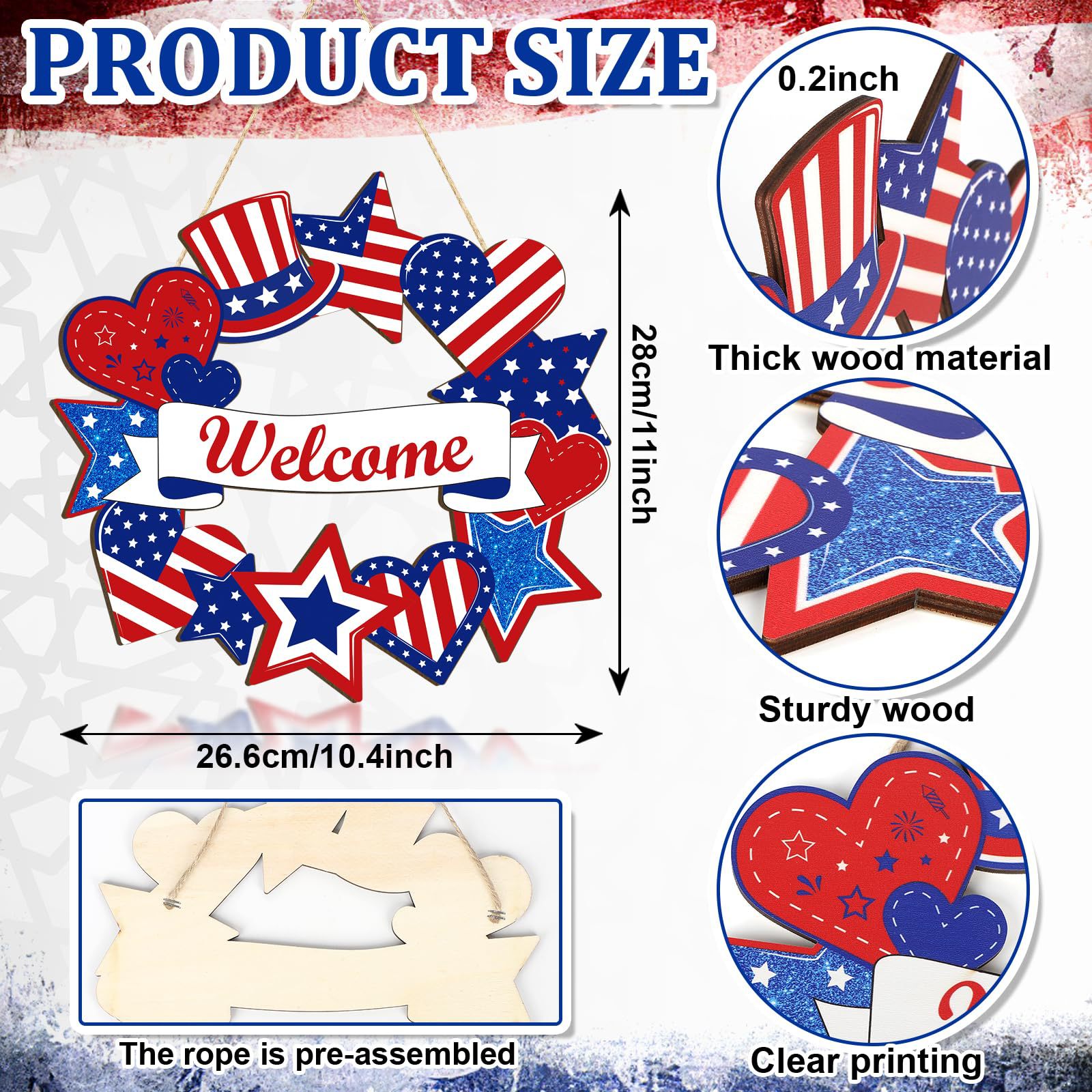Amazon Transfronterizo Día de la Independencia de los Estados Unidos Madera Colgante Placa de Fiesta Pared Signos Decoración