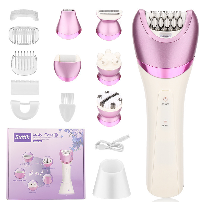 Instrumento de afeitado y recorte de cabello para mujer seis en uno, afeitadora para partes privadas, rectificadora de pies eléctrica, cortadora de nariz al por mayor image 7
