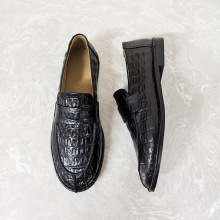 鳄鱼纹真皮平底女鞋圆头一脚蹬乐福鞋简约时尚英伦小皮鞋通勤单鞋