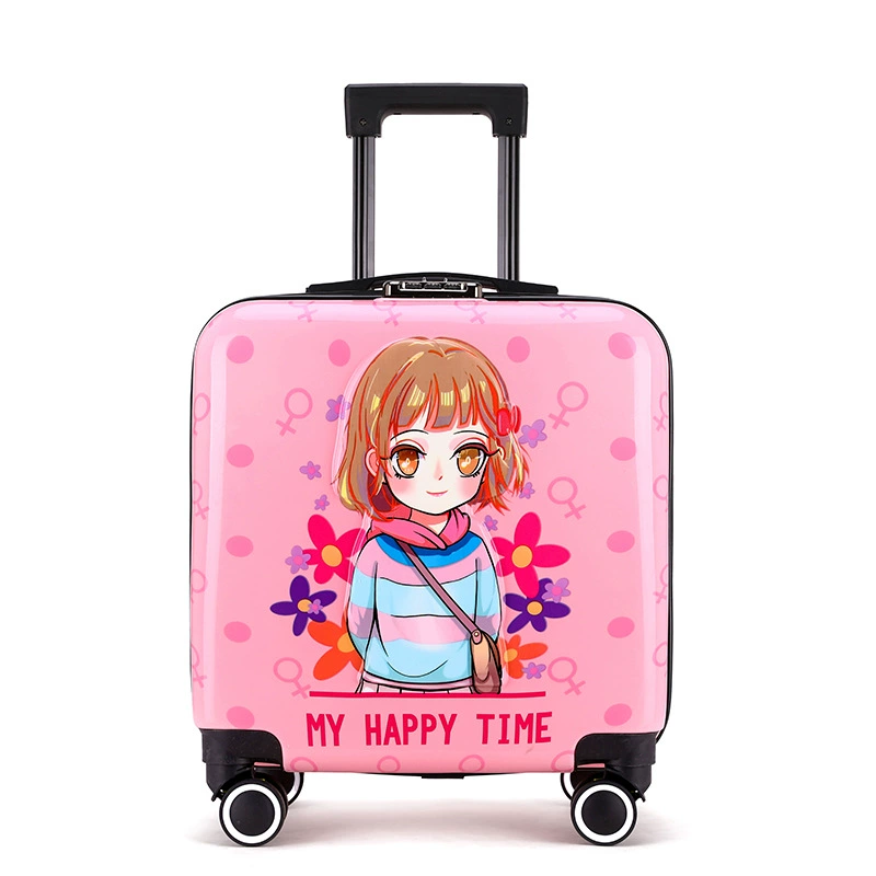 Cartoon universal suitcase on wheels, 3D
