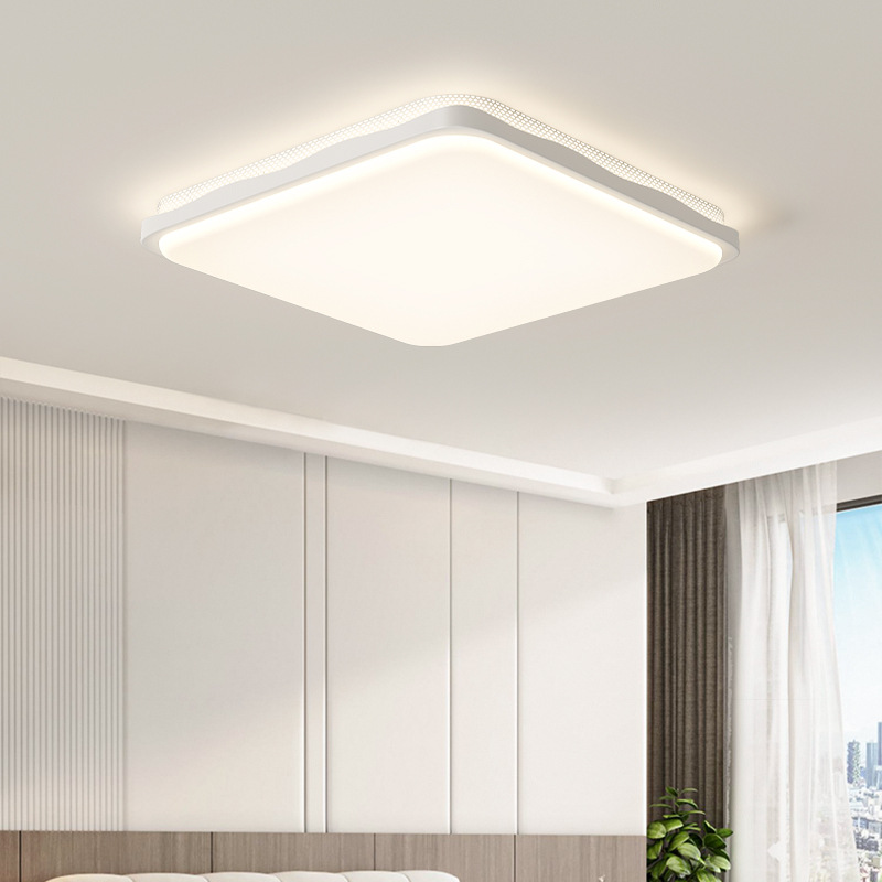 [Selección estricta] lámpara de techo rectangular atmosférica moderna simple red de viento crema roja sala de luz principal lámpara de protección de ojos lámpara de habitación
