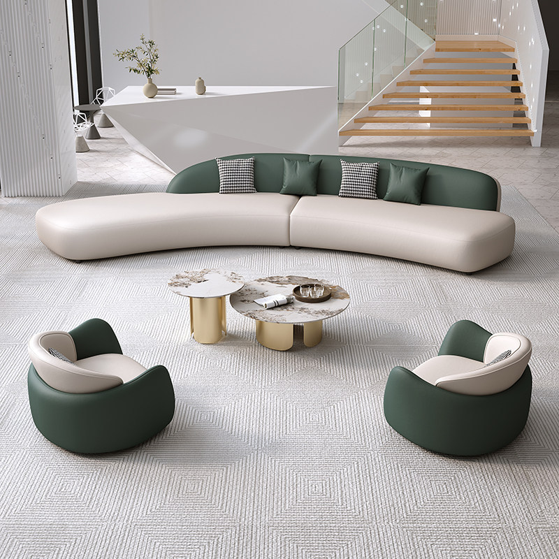 Oficina de ventas moderna y simple Sofá curvo de hotel Residencia Salón de belleza VIP sala de estar Sofá de negociación image 3
