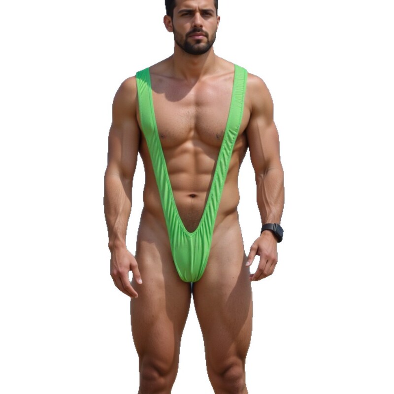 Foreign Trade Amazon Cross-Border Sexy Lingerie Men's V-Shaped Elastic Swimsuit Suspender-Style Thong Tempting One-Piece Suit