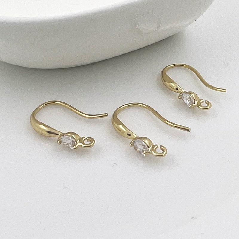 Серьги с цирконием, аксессуар, медь, простой дизайн, 18 карат