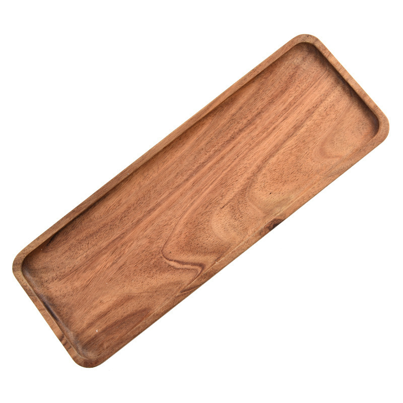 bandeja de madera de Acacia rectangular bandeja de madera sólida bandeja de madera bandeja de té japonesa barbacoa snack pastel plato de madera