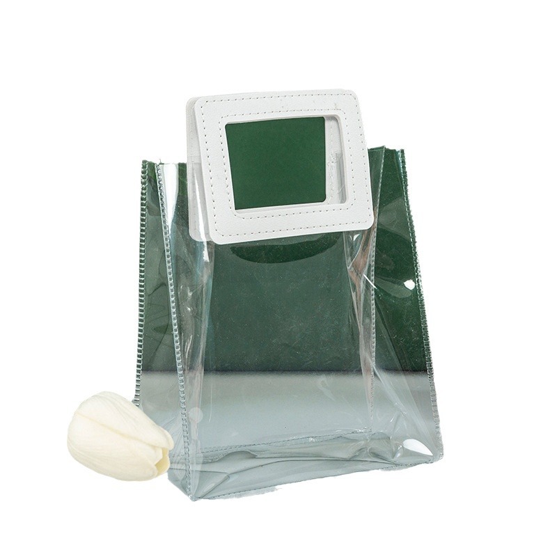 Bolsas de PVC en stock al por mayor, bolsas de regalo para bodas, bolsos estilo INS, bolsas de embalaje transparentes con asas
