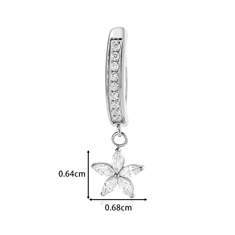 Zircon Flower Belly Button Ring In Titanium Alloy Piercing_voghion.com