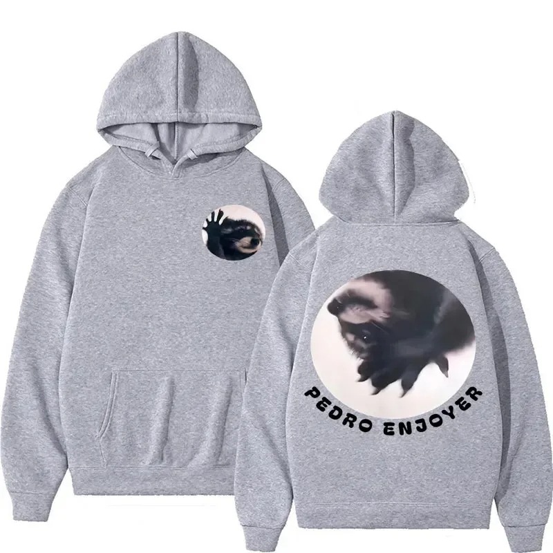 Bailando mapache Pedro divertido emoji sudadera con capucha para hombres y mujeres retro casual lana cómoda sudadera