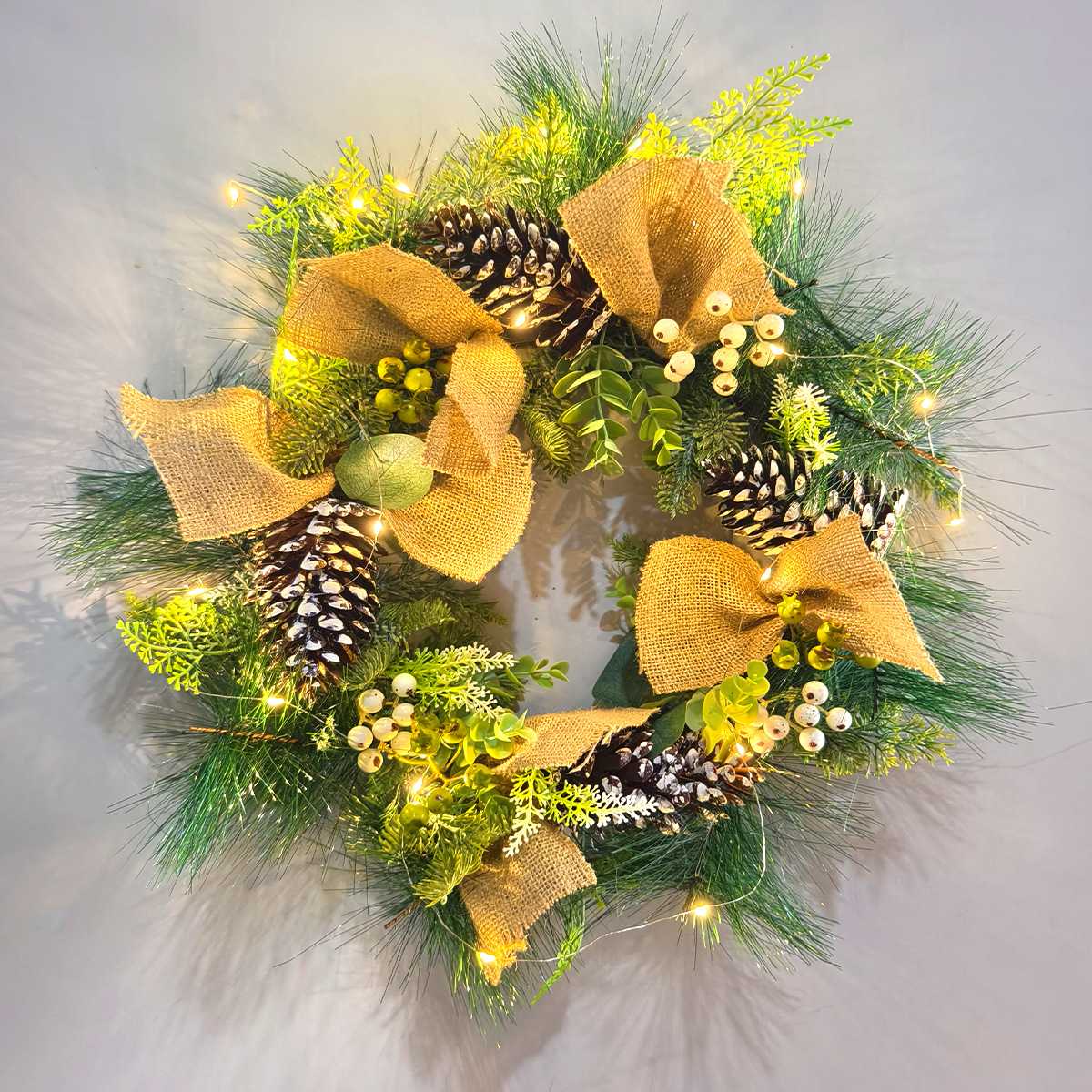 Nuevos productos de Navidad luminosa pinos ramas secas guirlandas decoración de ventanas fiesta de vacaciones simulación pinos anillo de vid colgante