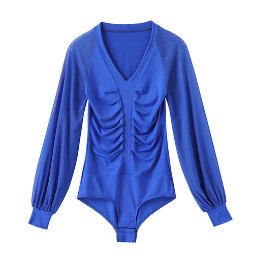 Jitterbug dance clothing new women's practice clothing tops national standard Latin dance body training clothing tops autumn and winter