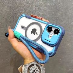 适用iPhone17PROMAX手机壳肤感镜头盖支架磁吸苹果16带挂绳保护套