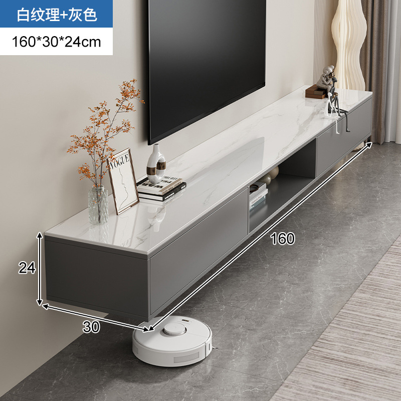 Gabinete de televisión de lujo ligero tablero de roca sala de estar sala de estar casa cabinet de televisión colgante dormitorio pequeño estilo simple y moderno