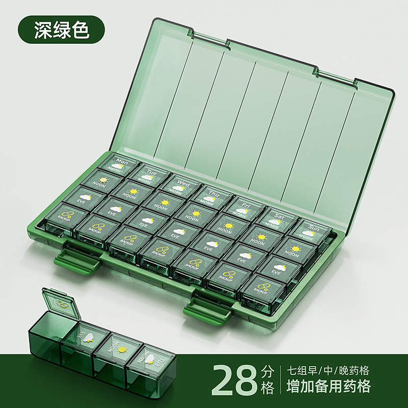 跨境药盒英文药品分装盒一周七天21格28分格药盒早中晚便携收纳盒|undefined