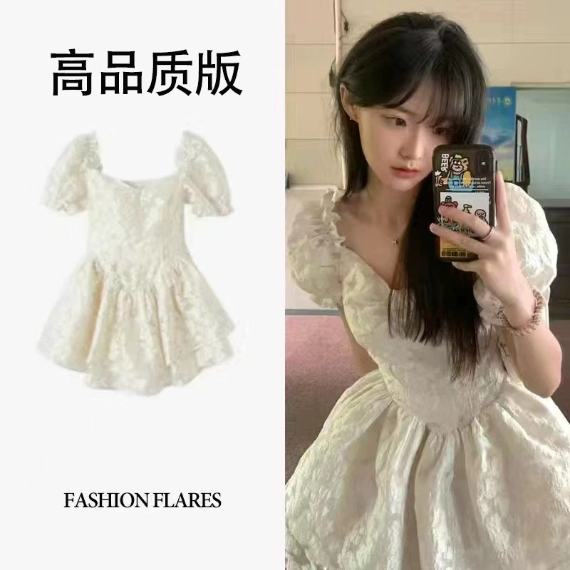 Французское платье с пышными рукавами, женское летнее жаккардовое маленькое платье-кукла высокого класса Sense на бегу, пышное платье принцессы