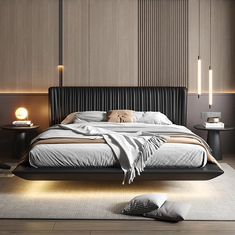 Shell Suspended Leather Bed Italian Minimalist High-End Atmospheric Double Bed Modern Simple Master Bedroom 2m X 2.2m Large Bed