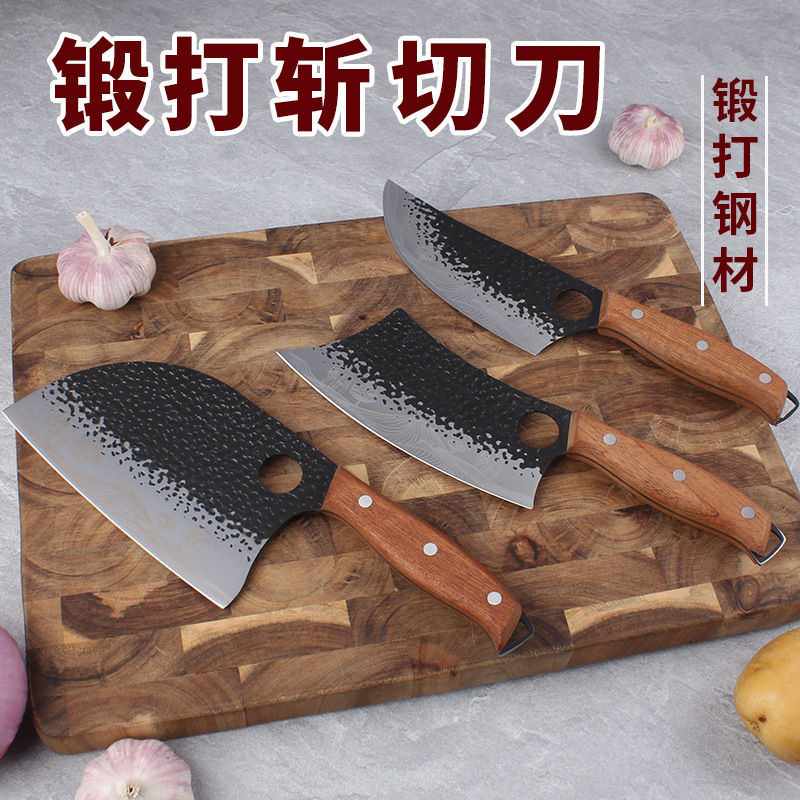 Wholesale In-Stock Hammered Forged Knife Spray-Painted Sharp Household Kitchen Knife Chopping Knife Deboning Knife Stainless Steel Multi-Purpose Kitchen Knife