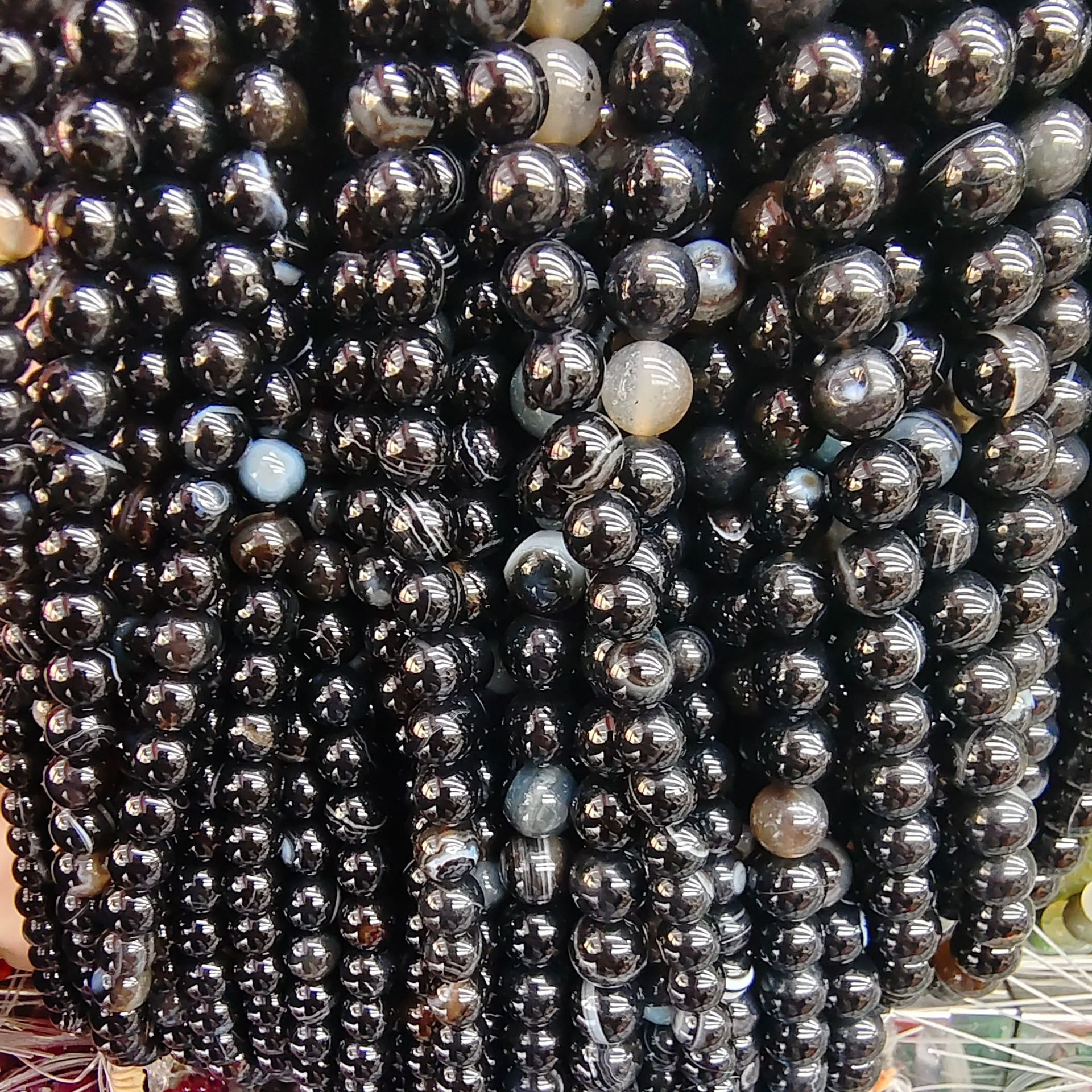 Transmisión en vivo optimizada, cuentas sueltas de ágata rayada, cuentas redondas de ágata de pavo real, joyería DIY hecha a mano, cuentas de ágata, cadena de cuentas