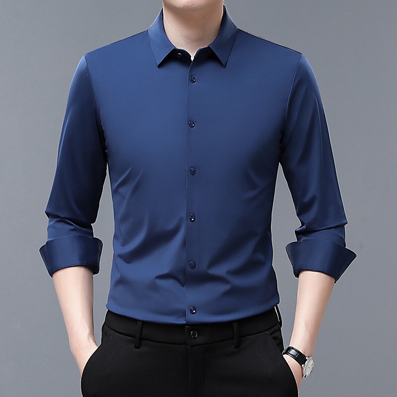 Mulberry Silk Shirt Men's Long-sleeved Middle-aged Non-ironing Business Casual Spring and Autumn Thin Loose Silk Shirt Mulberry Silk Shirt Men's Long-sleeved Middle-aged Non-ironing Business Casual Spring and Autumn Thin Loose Silk Shirt