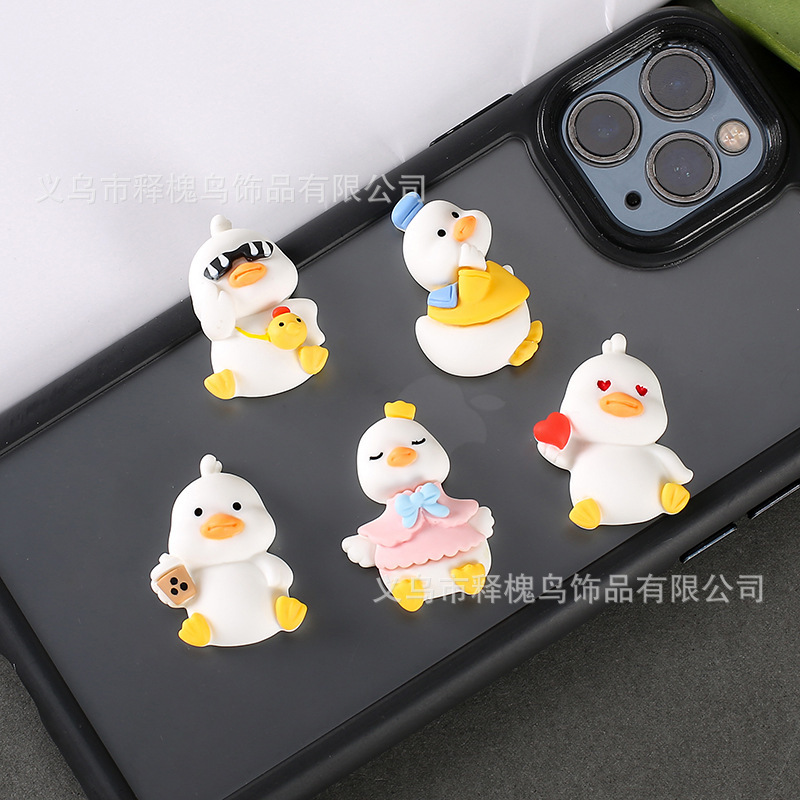Internet Celebrity Cartoon Cute Duck Resin Accessories DIY Cream Glue Mobile Phone Case Patch Hairpin Storage Box Water Cup Sticker