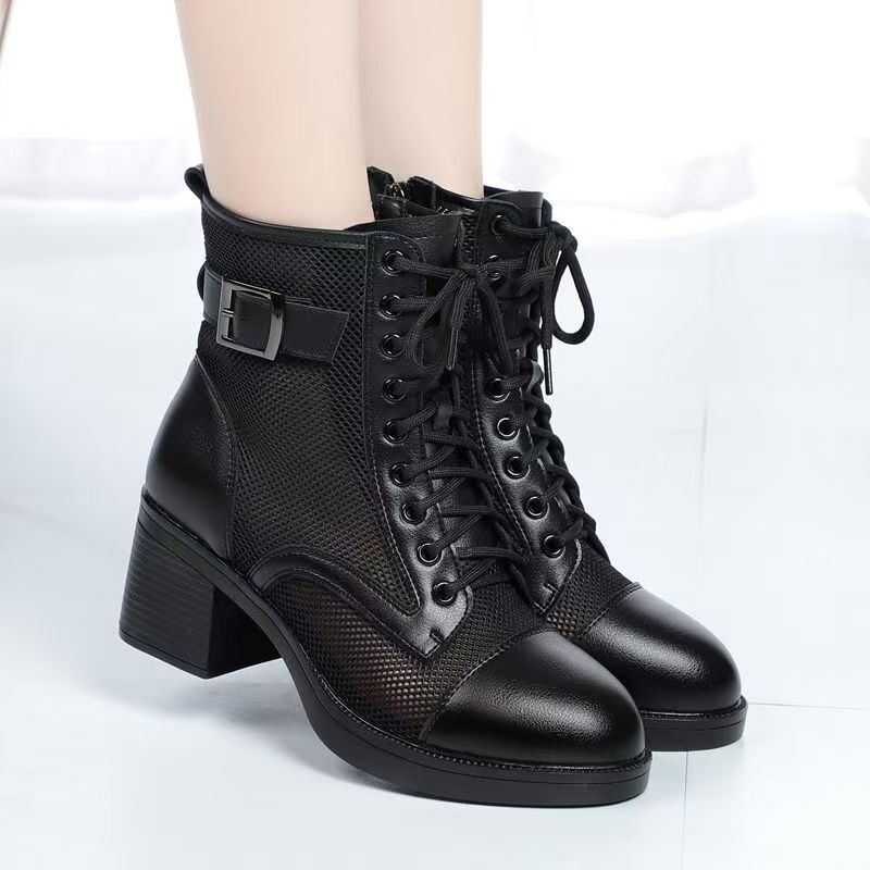 Trendy Popular Mesh Martin Boots Hollow Soft Sole Women's Breathable Comfortable Leather Shoes Fashion Height-Increasing Mesh Boots Women's Shoes Trendy Popular Mesh Martin Boots Hollow Soft Sole Women's Breathable Comfortable Leather Shoes Fashion Height-Increasing Mesh Boots Women's Shoes