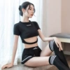 Black clothes + skirt + T pants