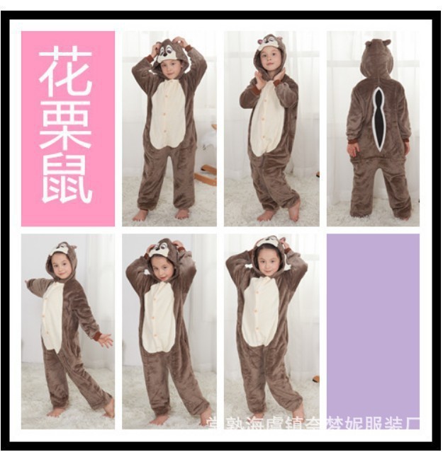 Transfronteriza de otoño e invierno de dibujos animados de animales pijamas de una pieza de franela engrosada versión higiénico kumamoto oso cálido homewear lote mixto