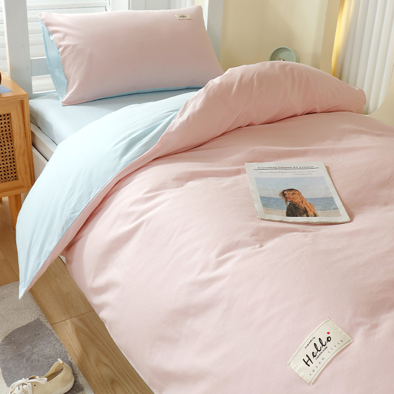 Ropa de cama de tres piezas para dormitorio de estudiantes universitarios, juego de cuatro piezas de algodón puro, funda de edredón de sábana individual 100% algodón