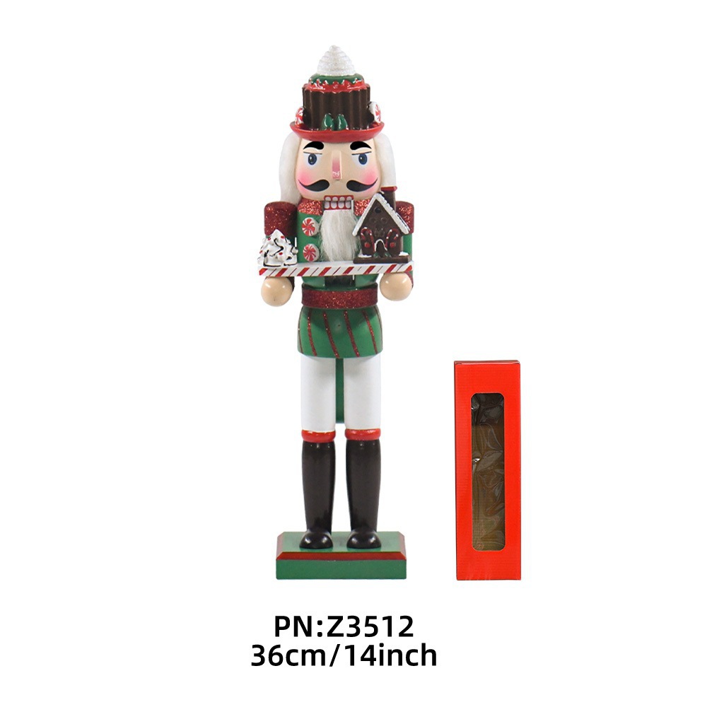 Transfronterizos 35cm pan de jengibre hombre calendario chef nuez soldados decoraciones navideñas fábrica de muñecas de madera al por mayor