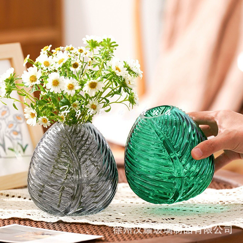 Скандинавские листья текстурированные творческие стеклянные вазы
