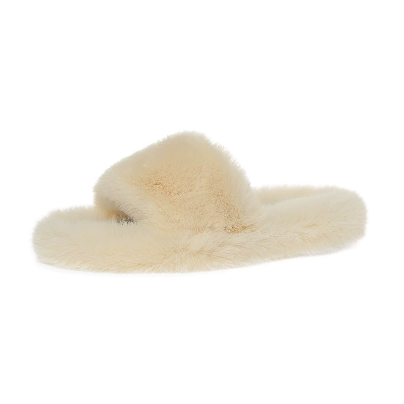 Плюшевые тапочки открытого носка, искусственный мех демисезон, комфортная домашняя обувь, размеры 35–42