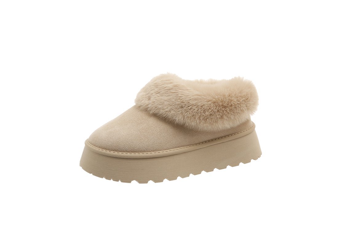 A new winter slip-on snow boots women's shoes plush one cotton shoes plus velvet thickened_voghion.com