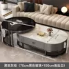Black rack gray cabinet丨Snow Peak White + Black Glass-100+70cm coffee table combination [upgraded glass crystal]