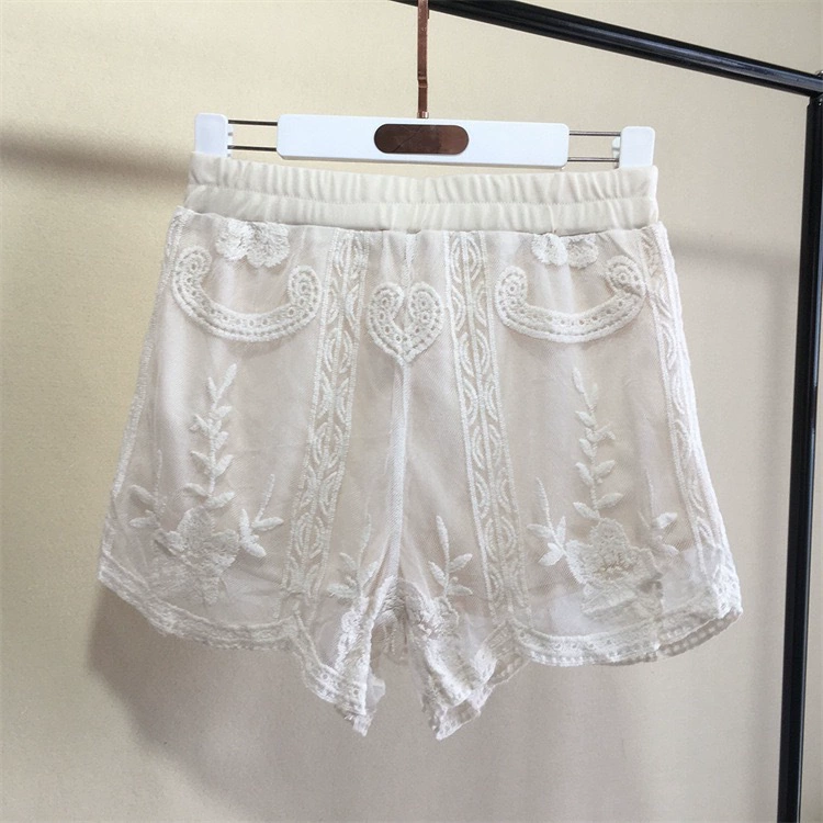 Вязаные кружевные шорты, безопасные защитные underware, леггинсы, модные брюки, с вышивкой, свободный крой
