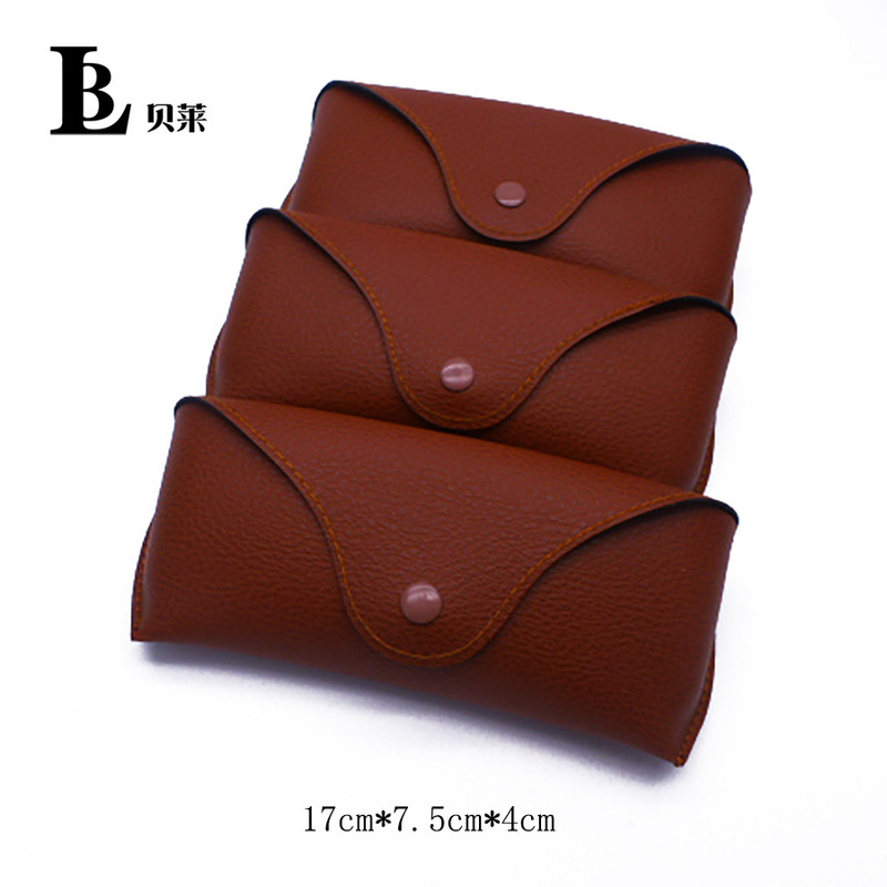 Wholesale Leather Eyeglass Cases, High-End Glasses Cases with Snap Buttons, Soft Case for Sunglasses, Handmade Glasses Cases with Logo Printing Available
