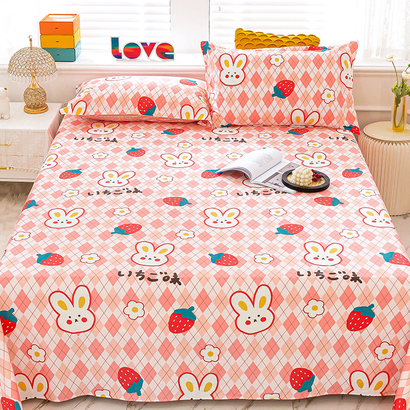Sábana de algodón grueso de dibujos animados pieza individual 100 algodón dormitorio de estudiantes cama individual de verano pieza de tres piezas doble 1.5