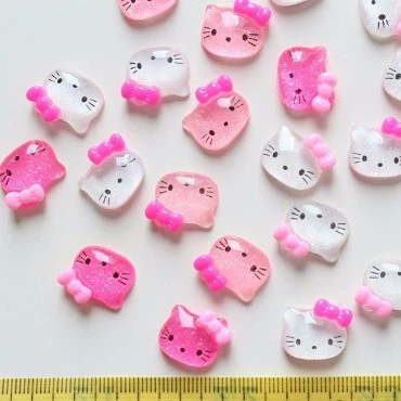 Кошачья голова плоская кукла из смолы KT юбка в горошек цветок котенок аксессуары мобильный телефон DIY ювелирные изделия украшение для ногтей