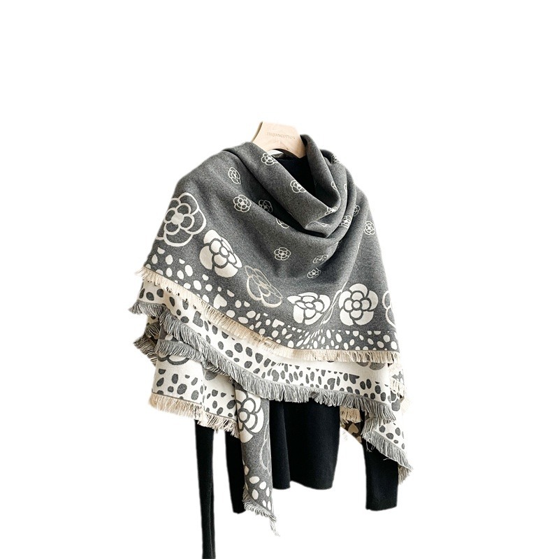 Sciarpa calda in cashmere versatile, sciarpa di camelia da donna, sciarpa di alta qualità, sciarpa autunnale e invernale_voghion.com