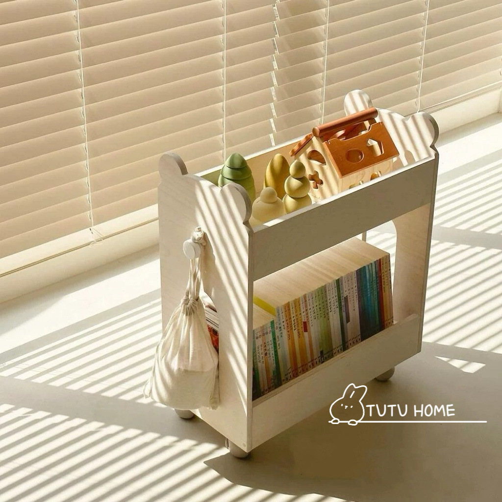 Korean Ins Kidsren's Bookshelf Removable Bookcase Living Room Simple Scandinavian Style Storage Rack Bottle Storage Rack-