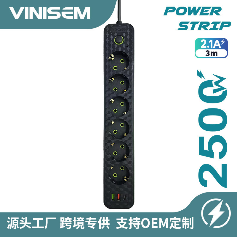 Enchufe de comercio exterior ruso 2606 con USB con interruptor transfronterizo de conector de conector de línea 3M tipo C