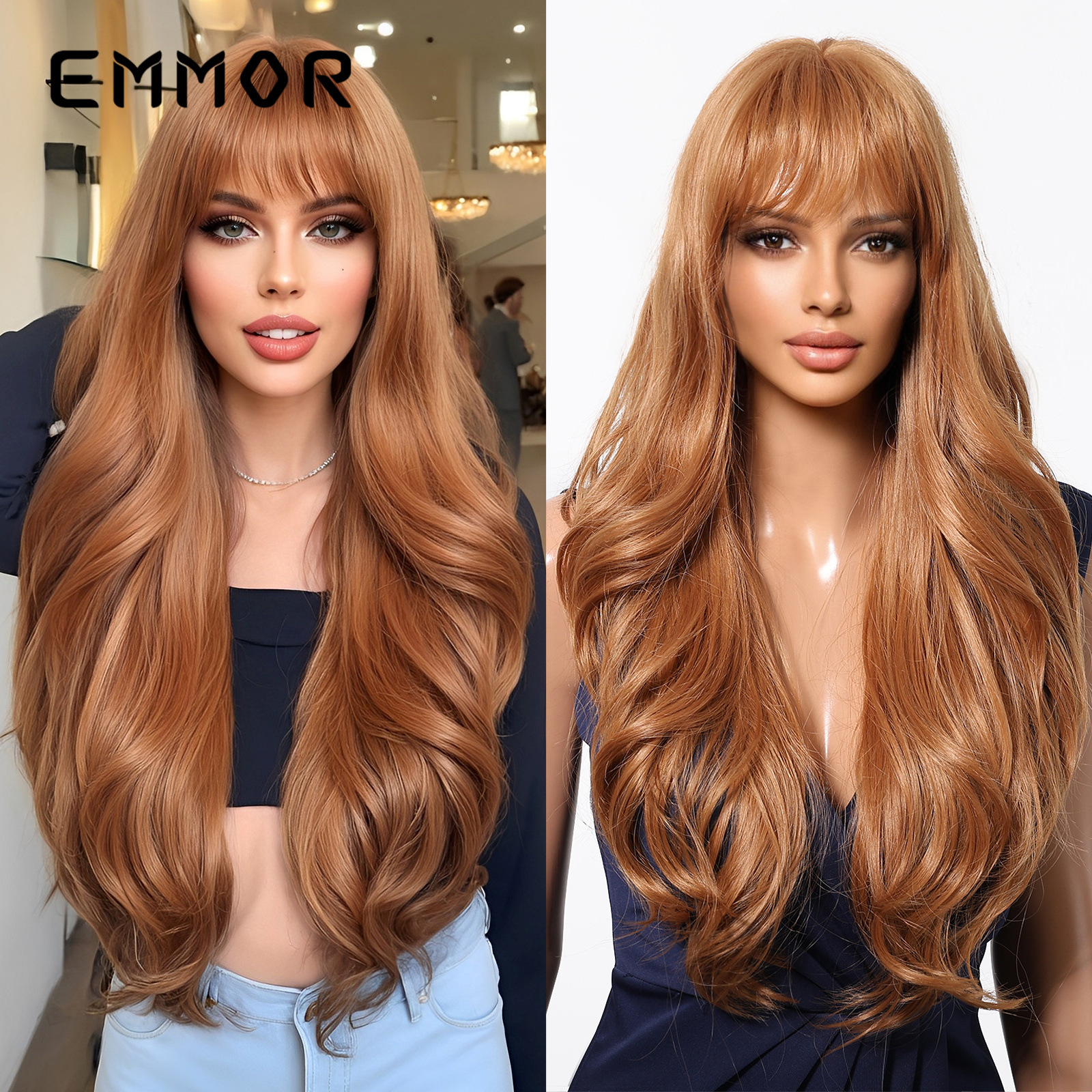 Qi flequillo, gran ola, rojo vino, cabello largo y rizado, estilo europeo y americano, peluca esponjosa natural, cabello completo, wigs