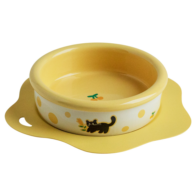 Cerámica de borde grueso para proteger la columna cervical de mascotas, cuenco para gatos, cuenco para gatos enlatados, cuenco para perros, cuenco de alimentación de agua