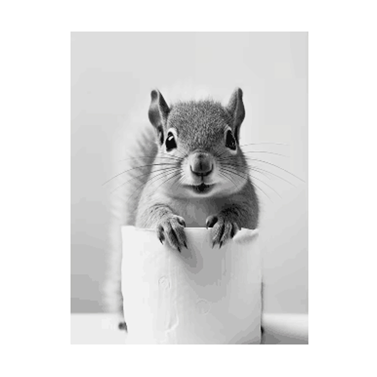 Negro y blanco adorables animales con papel higiénico póster búho perro lienzo pintura de pared arte baño sala de estar decoración del hogar